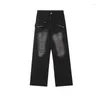 Herenjeans Retro Multi-Pocket Heavy-Duty Herfst en Winter High Street Tide Wijde pijpen Speciaal ontwerp Rits