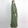 Roupas étnicas Mulheres Muçulmanas Vestido de Oração de Uma Peça Capa Completa Com Capuz Islâmico Eid Jilbab Overhead Abaya Kaftan com Hijab Dubai Ramadan Longo