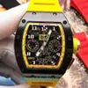 Berömd fancy watch RM Wristwatch Series RM011 Yellow Ceramic Limited Edition Fashion Leisure Sports Wrist