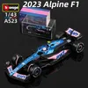 BBURAGO 1 43 DUST COVER VERSION BWT Alpine A523 Alloy Car Formula Racing Diecast Model Toy Collection Gifts Gasly Ocon 240306