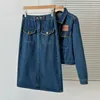 Work Dresses Plus Size Blue Denim Jacket Set Lapel Rivet Single-Breasted Jean Skirt 2 Piece Suit Spring Autumn Women Casual Sets