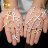 Mode homme Sier Hip Hop bijoux VVS Moissanite diamant glacé égyptien Ankh pendentifs colliers croix pendentif collier