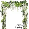 Guirlande de vigne artificielle de glycine de 2M, 4 pièces, fleurs décoratives, feuillage en rotin, mur de lierre traînant, décoration de jardin pour arc de mariage