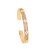 Mikro-Inset-Zirkon-Volldiamant-Mensch-reiches Blumen-Licht-Luxus-Kaleidoskop-Armband, plattiert, 18 Karat Gold, vierblättriges Kleeblatt, Volldiamant-Armband für Damen