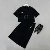 Summer T Shirt Split Dresses Set Letter Skirt Metal Button Decoration Gold Letters Print Dresses 2 Piece Suit