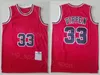 Maillot de basket-ball rétro Dennis Rodman 91 Man Vintage Derrick Rose 1 Scottie Pippen 33 Stripe Broderie Pur coton Athletic Wear Chemise de bonne qualité