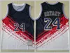 Retro 24 Bryant Vintage Basketball Jerseys Throwback Shirt For Sport Fans Team Color Black Stripe Röd vit grön gul lila broderi och sy atletisk slitage