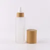 Bottiglie di stoccaggio Olio cosmetico Vaso trasparente satinato Bambù con tappo spray per lozione Campione Crema per la cura della pelle 30 ml 50 ml 100 ml 120 ml 150 ml