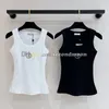 Designer Embroidered Tanks Top Women Summer Sport Tee U Neck T Shirt Highly Elastic Gym Tees