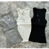 2024女性トップタンクベストTシャツアナグラム刺繍コットンブレンドタンクトップスデザイナースカート