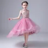 Pretty Pink Halter Tulle Hi-Lo Flower Girl Girl Dresses Girl's Pageantes Girls Birthday/Party Skirt Girl Girl Dress Custom SZ 2-12 D321077