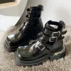 Stövlar 2023 Kvinnor Ankel Chelsea stövlar Vinterskor Goth Punk Motorcykelstövlar Nya mitten av klackar Snöskor Chunky Sexiga pumpar Zapatillas