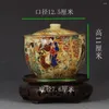 Garrafas requintadas chinesas antigas colecionáveis de porcelana artesanal pintadas com pote de armazenamento de viúva japonesa