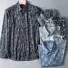 in shirt long-sleeve shirts for men Casual Print slim fit plain shirt elastic tends retro tops elegants designer clothes 240318