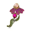 Broscher vintage färgglada blommiga broscher högkvalitativa kristallpärlor lyxiga kvinnors tillbehör för bankett smycken stift