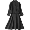 Robes de soirée noir/blanc couleur unie col en V robe pour bureau dame femmes 3XS-10XL OL une ligne robes