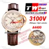 Historiques Тройной календарь 3100V A4400 Автоматические мужские часы TWF 40 мм MoonPhase Розовое золото Бежевый циферблат Коричневый кожаный Super Edition Puretime Reloj Hombre PTVC f2