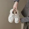 حذاء اللباس enmayer pumps مضخات جلدية حقيقية الدانتيل 2024 أزياء منصة سوداء الشوارع الشارع زلة على كعب مربع الأحذية الحجم 33-40