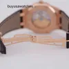 Relógio de pulso clássico APRoyal Oak 15400OR Mens Watch Rose Gold Black Face Automático Mecânico Swiss Famoso Relógio Business Dress Relógios Luxo Esportes Diâmetro