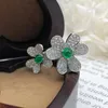 Anelli a grappolo Eleganza francese Anello camelia con micro zirconi vintage Anello in 925 con timbro tridimensionale Alta qualità regolabile Regalo di nozze per feste