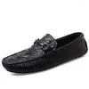 Chaussures décontractées hommes sans lacet mocassins hommes motif Crocodile mocassins en cuir véritable été mocassins appartements conduite formelle