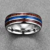 Avec pierres latérales Nuncad poli 8MM bois de Koa hawaïen hommes bague pleine taille bandes de mariage bleu Imitation vermiculite carbure de tungstène