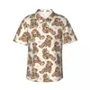 Men's Casual Shirts Cartoon Bear Vacation Shirt Male Cute Animal Summer Short Sleeves Printed Loose Oversize Blouses Birthday Present