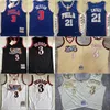 Camisas de basquete retrô costuradas autênticas 3 Allen Iverson