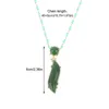 Pendentif Colliers 1pcs Green Jasper Goutte d'eau Collier Exquis Mode Brillant Perlé Bijoux de fête des femmes