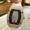RM Watch Racing Watch Reloj deportivo RM007 Oro rosa Diamante original Labio azul Reloj cronógrafo para mujer