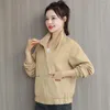 Women's Jackets Lady Windbreaker Stand-up Collar Zipper Outerwear Khaki Double-deck Have Lining Short Jacket Women Spring Autumn Thin Top