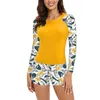 Women's Swimwear Long Sleeve Swimsuit Print One-piece Women Sun Protection Sports Surfing Top With Chest Pad One Piece