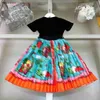 New baby clothes Embroidered letters Princess dress kids tracksuits Size 90-150 CM Flower print girls T-shirt and Pleated long skirt 24Mar