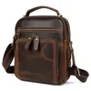 Bag Nesitu High Quality Vintage Small Brown Thick Genuine Crazy Horse Leather Men Messenger Bags Shoulder M1063