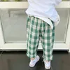 Spodnie 2024 Koreańskie modne spodnie letnie dla chłopca kontrastujące kolory luźne swobodne vintage urocze kawaii street sport