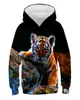 Fashion Cool Tiger Hoodies BoysGirls cienkie bluzy 3D z kapeluszem Animal Pris