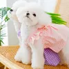 Vêtements de chien mignon Bow robe à carreaux vêtements de mode été chiot princesse jupe doux chat mariage costumes pour animaux de compagnie Chihuahua