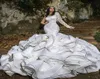 Abiti da sposa a sirena con volant di lusso pieghe una spalla cappella treno splendidi abiti da sposa abito da sposa arabo nigeriano abito 9098094