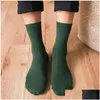 Mens Socks Autumn Winter Pure Color Cotton Warm Black And White Happy Male Gifts For Men Eur 39-44 387 Drop Delivery Apparel Underwear Ot0Pk