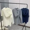 Damskie dzianiny jesienne zima ciepłe grube wełniane dzianinowy płaszcz koreański w stylu luźna elegancka sweter mody z kapturem z kapturem z kapturem z kapturem