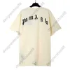 Tik Tok Influencer Samma designer Brand Pure Cotton Graffiti Coconut Tree Beach Back Bat Tryck Kort ärm Loose Casual Par T-shirt för män och kvinnor