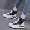 Boots 2023 Spring Ladies Genuine Leather Chunky Shoes Youth Girls Platform Sneakers Women's Winter Thick Sole Wedges Black Ankle Boots