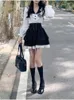 Robes de travail LOLIBOOK Femmes Japonais Col Marin Haut Et Jupes À Gâteau 2 Pièces Ensembles Femme Lolita Douce Taille Haute Mini