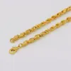 Colliers ADIXYN Longueur 200cm 4 mm Colliers de chaîne éthiopienne pour femmes / hommes, Gold Color Collier érythréen / Dubaï / Arabe N0254