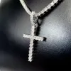 2022 Hiphop Jewelry S -kedja Moissanite Diamond Cross -halsband pläterade 14K tennishalsband