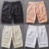 Shorts masculinos de alta qualidade 2024 verão respirável ultra fino sólido solto praia bermuda algodão linho homens preto branco cáqui marrom laranja