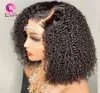 Afro Kinky Curly Peruka 13x4 koronkowe przednie ludzkie peruki włosy wstępnie wyrzucane syntetyczne krótkie włosy dla kobiet czarne 150 gęstości1309291