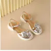 Top Summer Sandal Women Round Head Flower Thick Sole Sandals One Button Beach Style Low Heel Casual Womens Shoes 240228