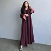 민족 의류 우아한 버튼 분할 슬리브 소매 무슬림 abaya Abayas maxi restidos 모로코 카프탄 터키 아랍어 긴 가운 2024