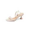 Topp sommarsandal kvinnor sandaler kvinnor tjocka klackar enkla en linje rem fairy skor mild stil hög 240228